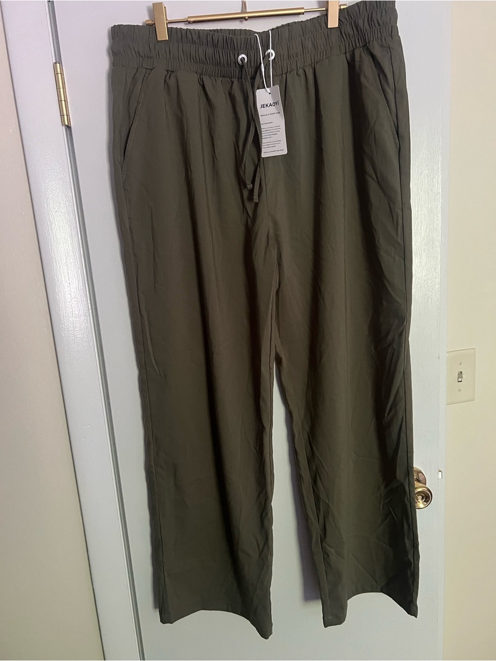 Jekaroy Olive Elastic Waist Casual Pants
